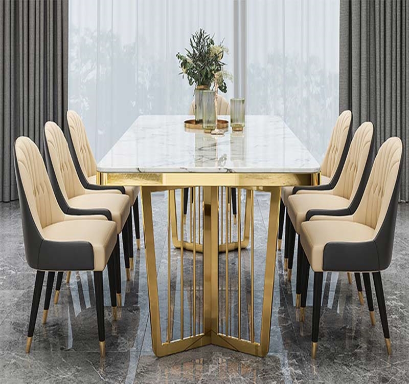 Modern Luxury Stainless Steel Dining Table Set
