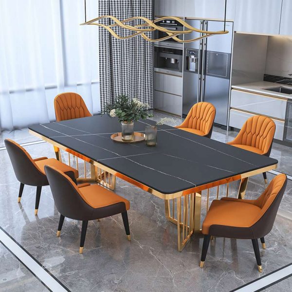 Modern Luxury Stainless Steel Dining Table Set