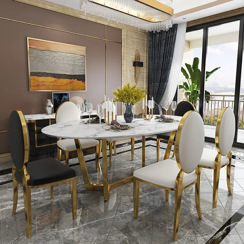 Modern Luxury Dining Table Set-in Stainless-Steel Gold Finish- 4 SEATER, 6 SEATER