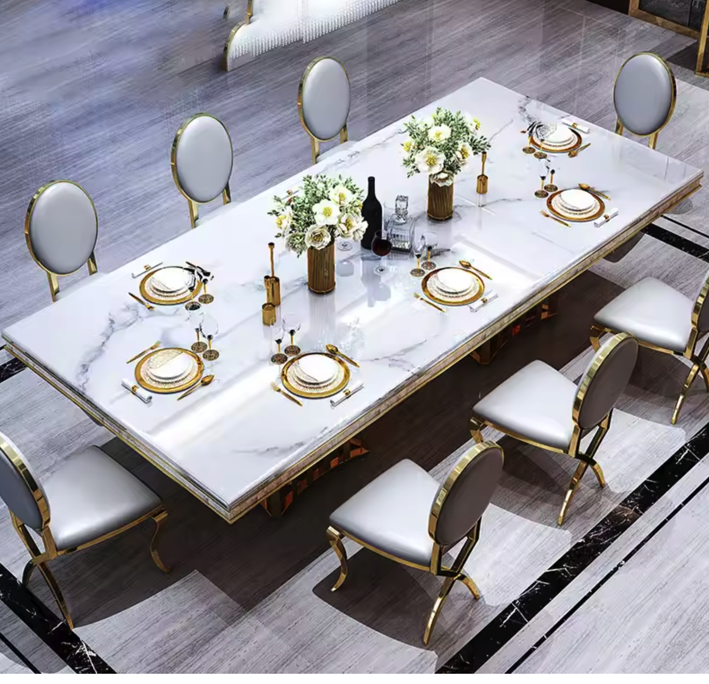 Luxe Riverstone Dining Table-6 SEATER (6 X 3 FEET), 8 SEATER (7.5 X 3.5 FEET)