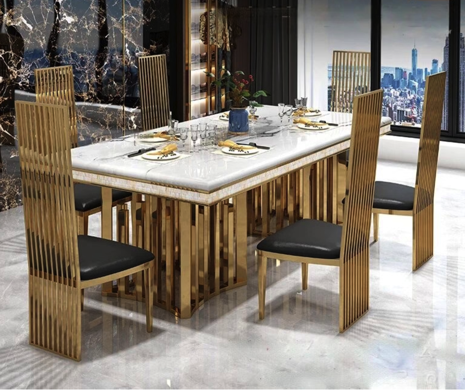 Luxe Riverstone Dining Table-6 SEATER (6 X 3 FEET), 8 SEATER (7.5 X 3.5 FEET)