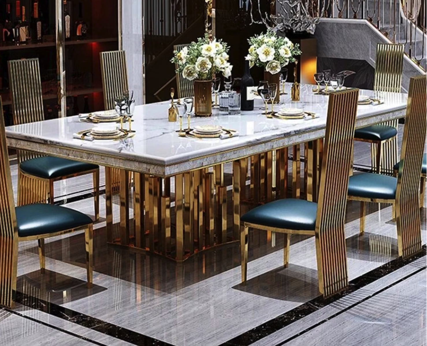 Luxe Riverstone Dining Table-6 SEATER (6 X 3 FEET), 8 SEATER (7.5 X 3.5 FEET)