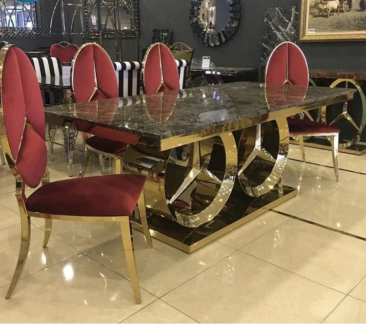 Mercedes Luxe Dining Table Set--4 SEATER (4.5 X 3 FEET), 6 SEATER (6 X 3 FEET), 8 SEATER (7.5 X 3.5 FEET)