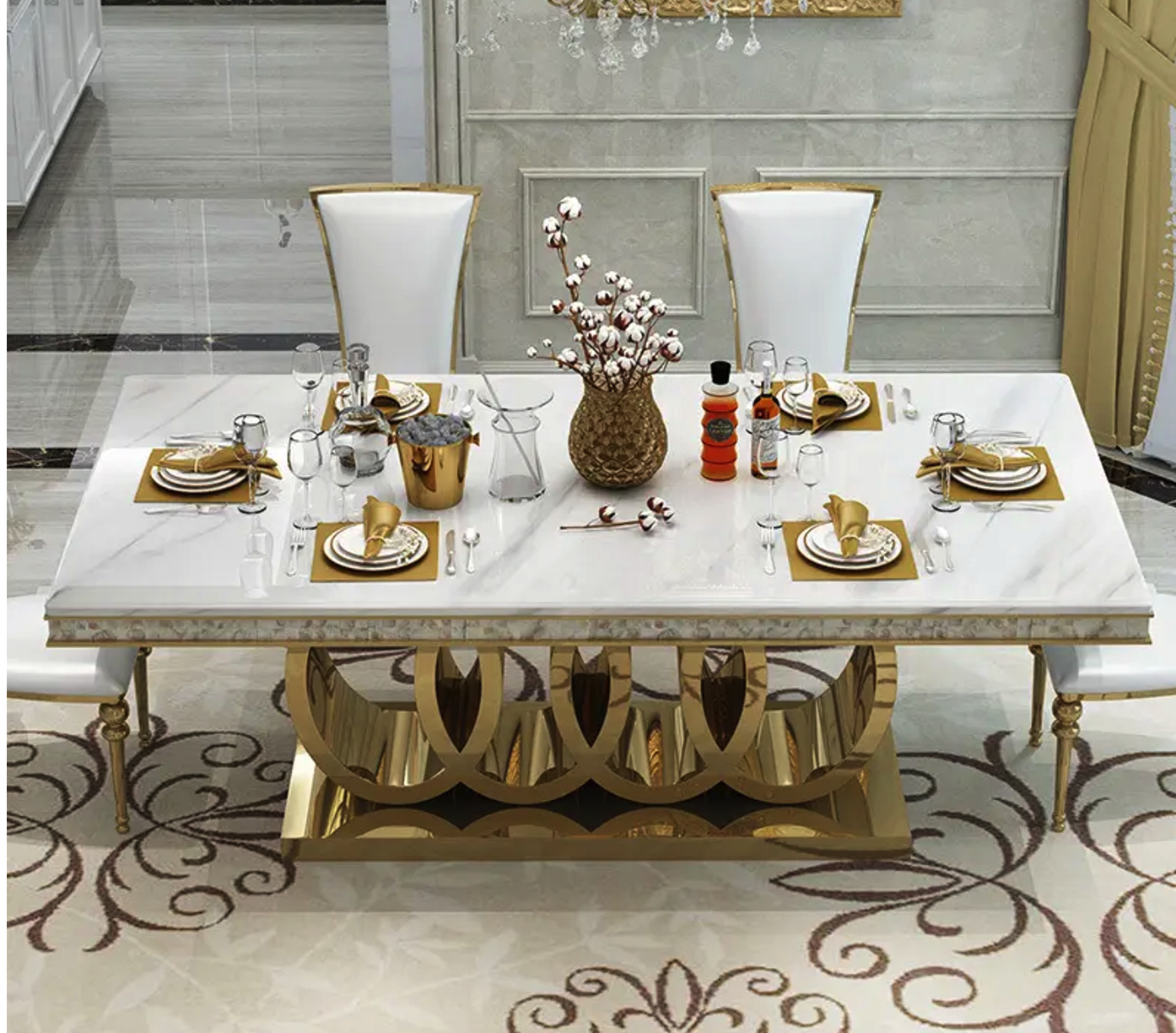 Audi Dining Table Set in Stainless Steel PVD