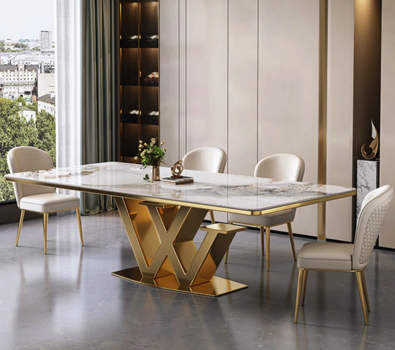 Modern Dining Table Set in SS PVD