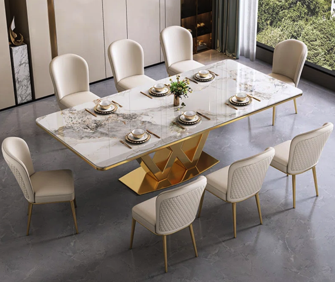 Modern Dining Table Set in SS PVD