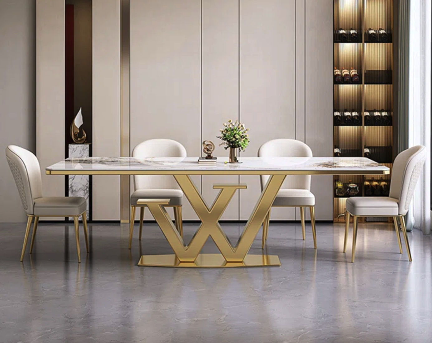 Modern Dining Table Set in SS PVD