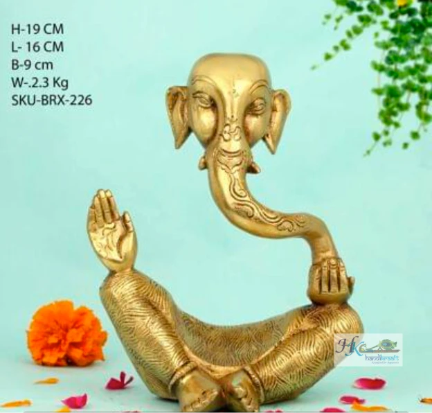 Brass Ganesha Sculpture 8"