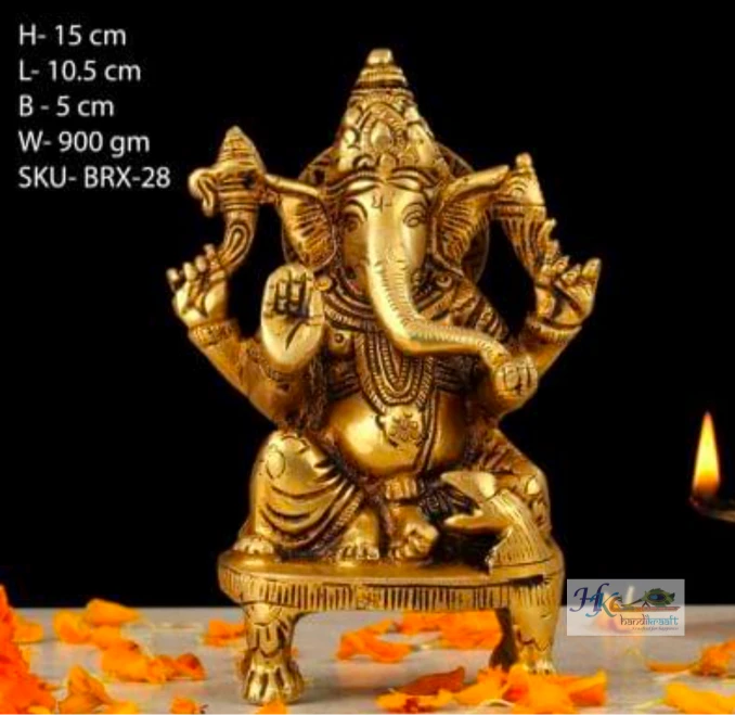 Brass Lord Ganesha Idol 5"
