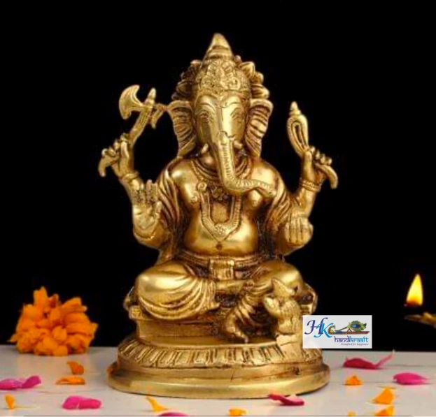 Brass Lord Ganesha Idol 7"