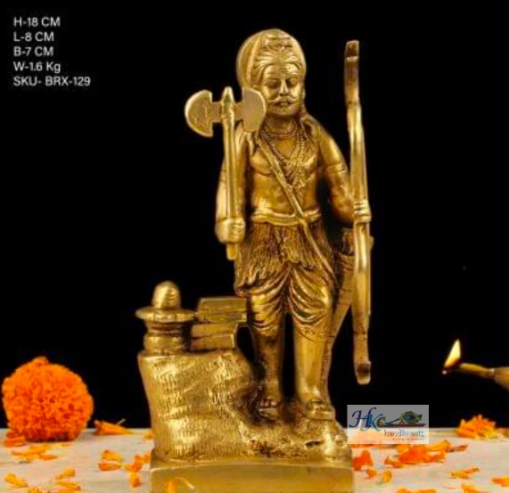 Brass Lord Parshu Ram Statue 7"