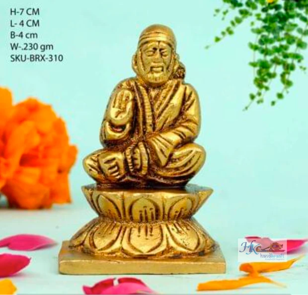 Brass Golden Saibaba Idol-3"