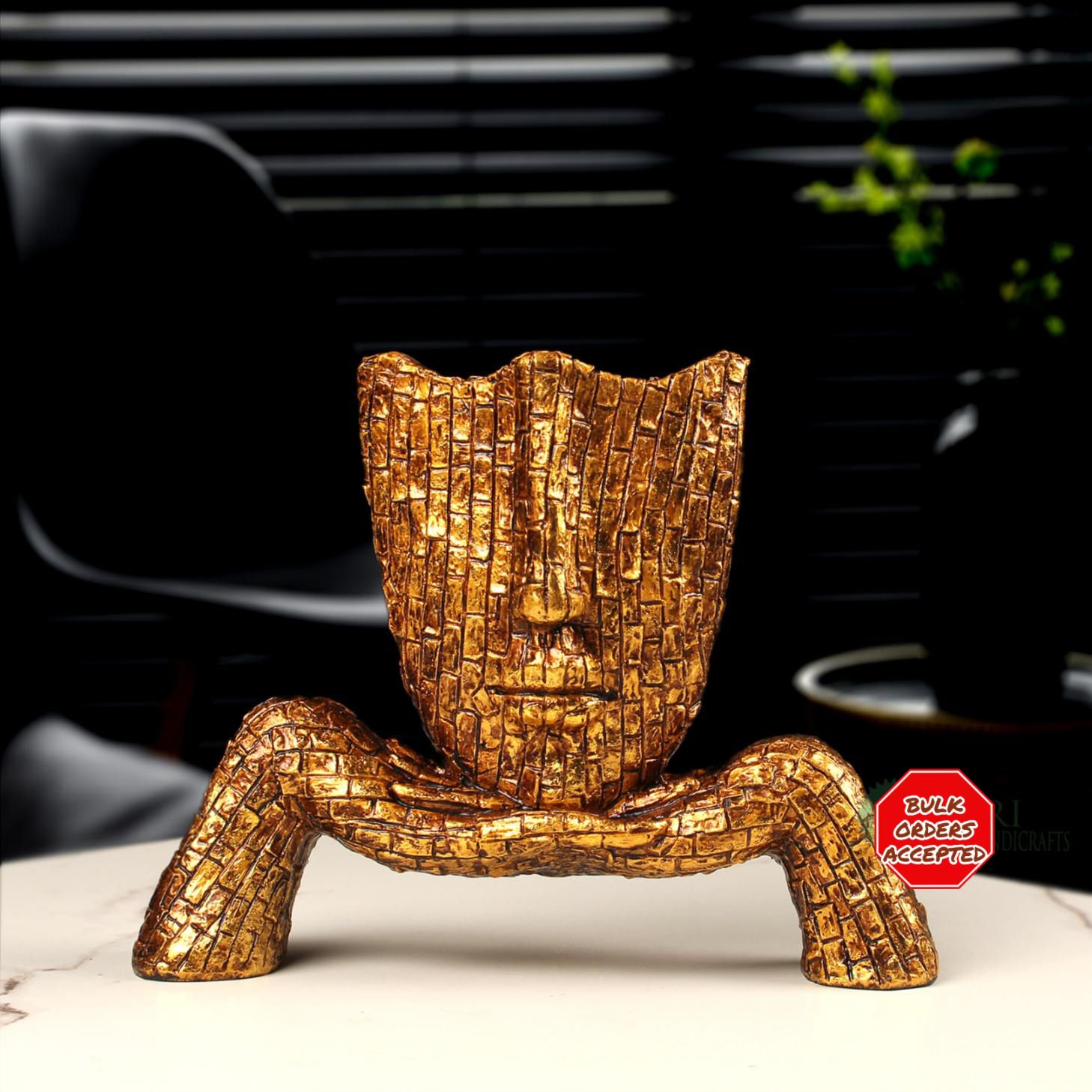 Golden Mosaic Face Sculpture