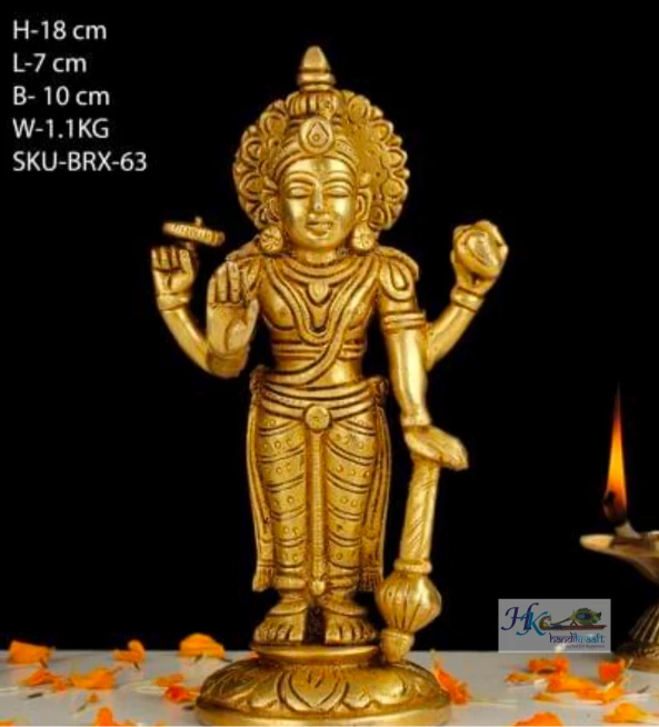 BRASS VISHNU STATUE 7"