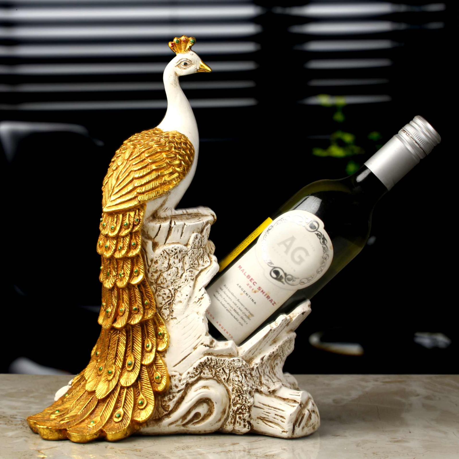 Elegant Peacock Wine Bottle Holder
