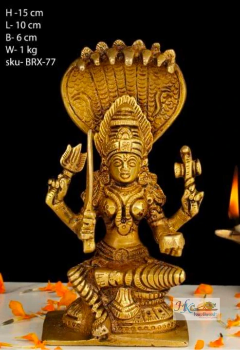 BRASS GODDESS MARIAMMAN STATUE 6"
