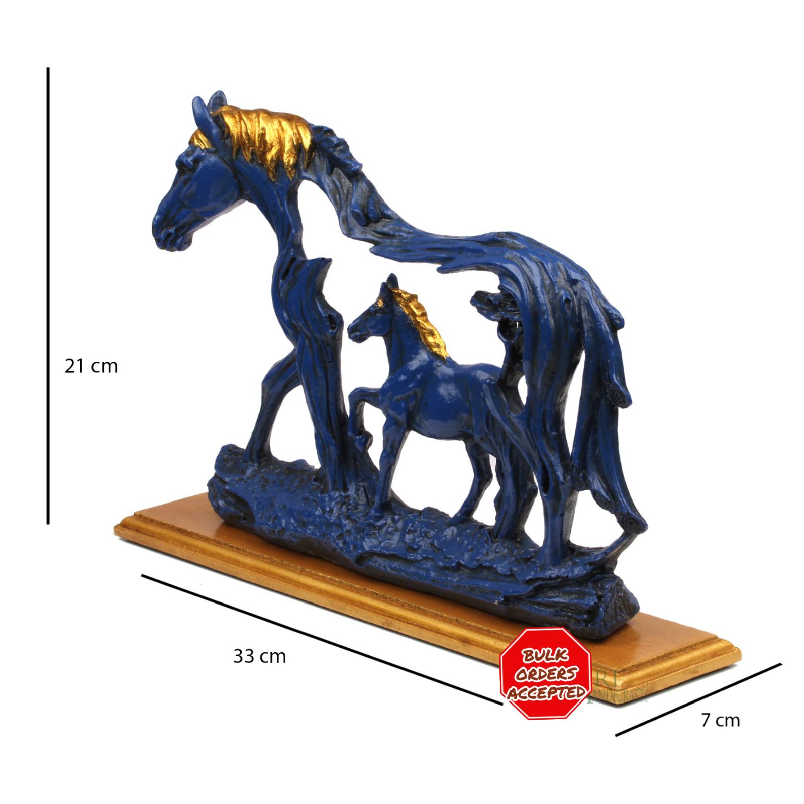 Blue Horse Family Decorative Statue