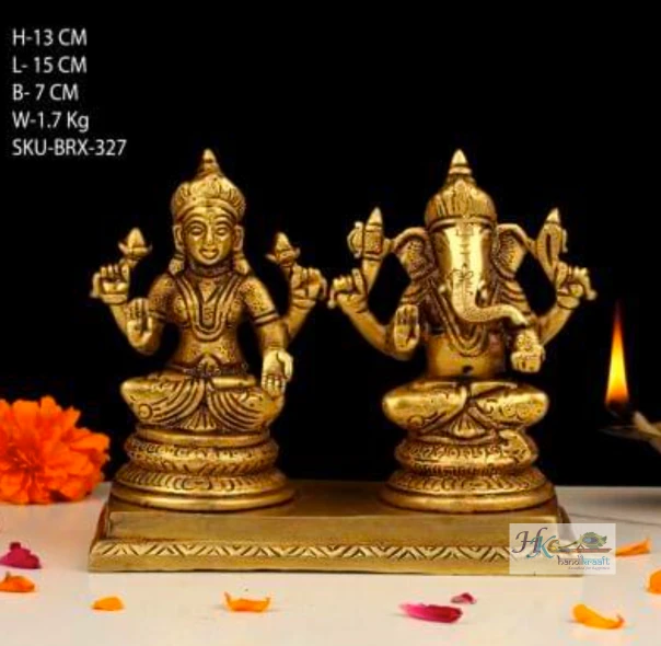 Brass Lakshmi Ganesh Idol Set 5.5"