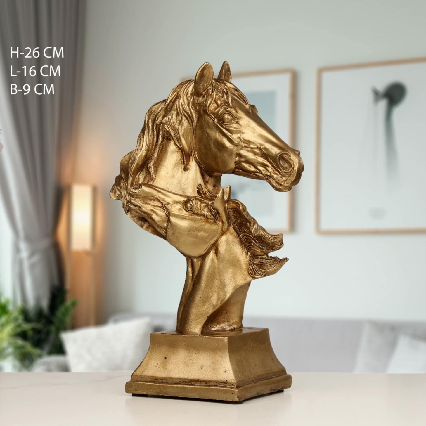 Golden Horse Head Sculpture.  