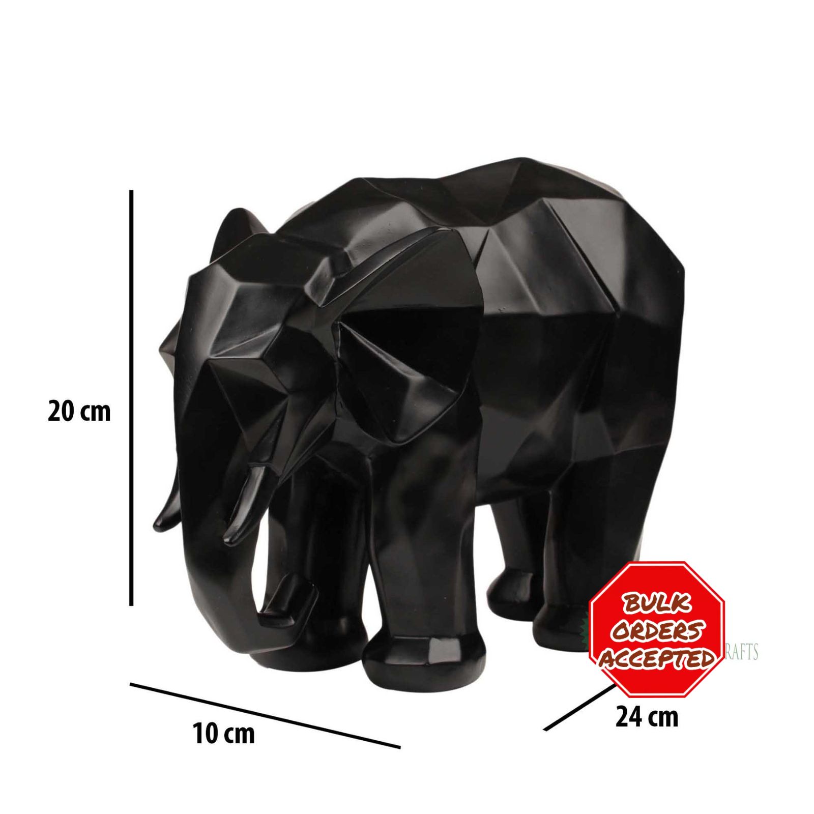 Geometric Black Elephant Figurine