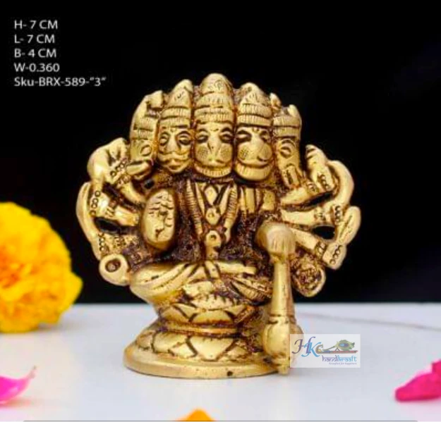 Handcrafted Brass Panchmukhi Hanuman Idol