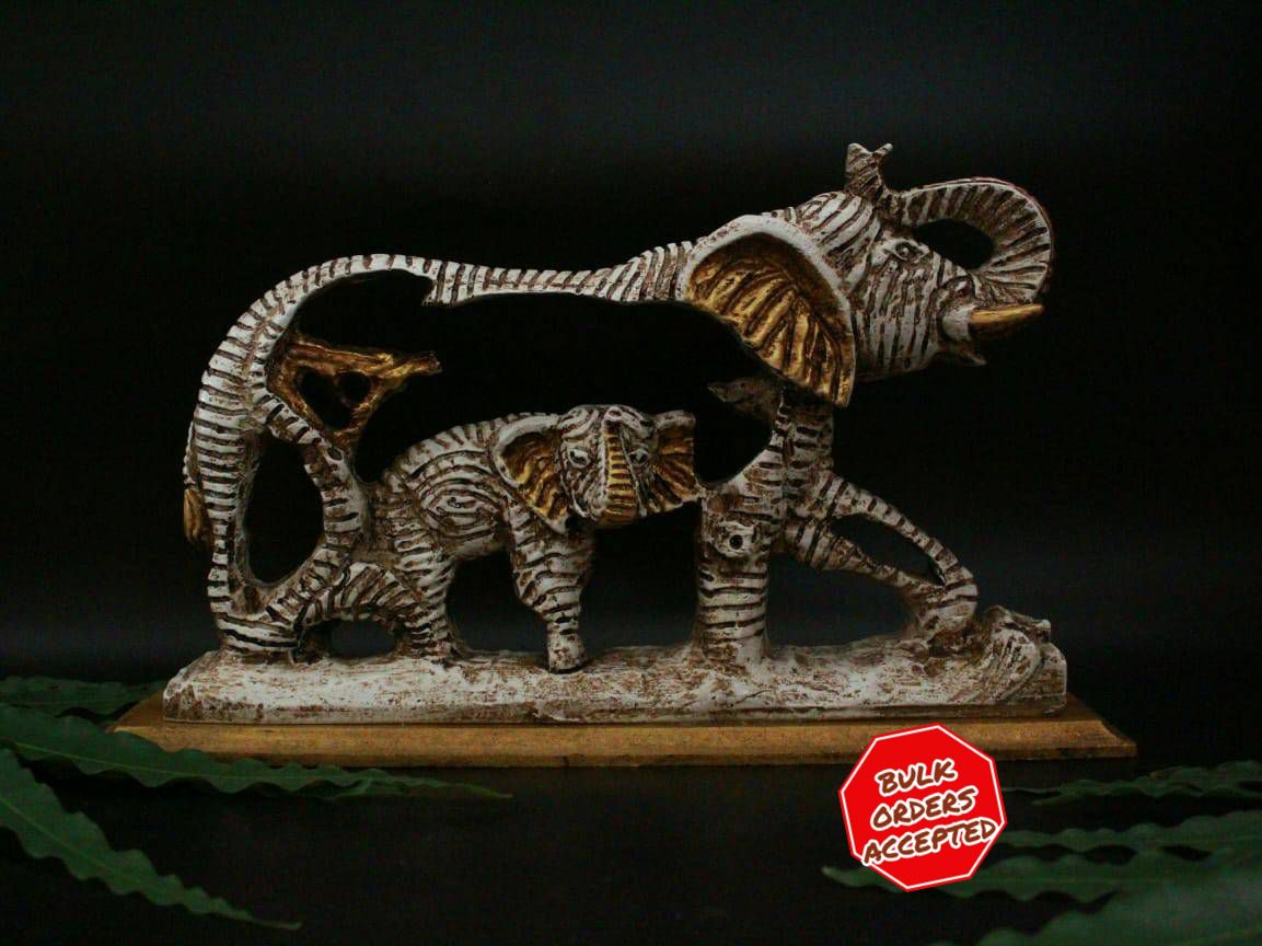 Handcrafted Elephant Family Sculpture