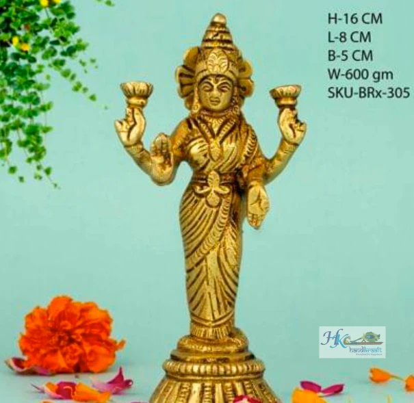 Brass Lakshmi Idol 6.5"