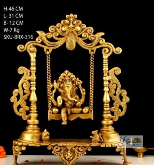 Brass Ganesha Swing Idol