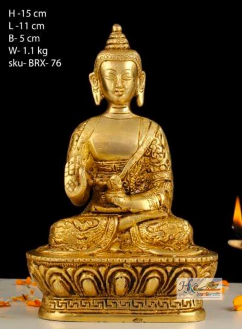 Brass Buddha Statue 6"
