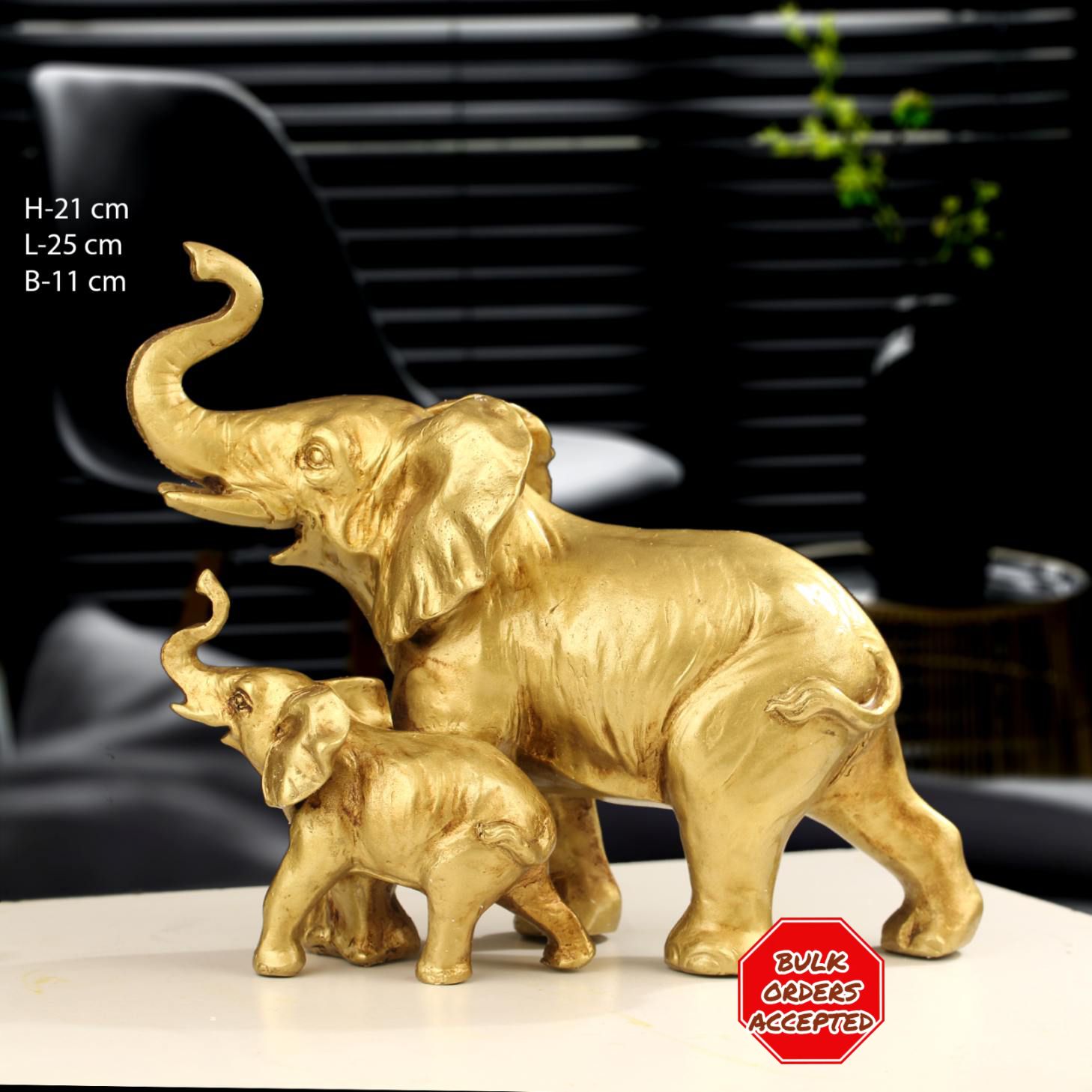 Golden Elephant Figurine Set 