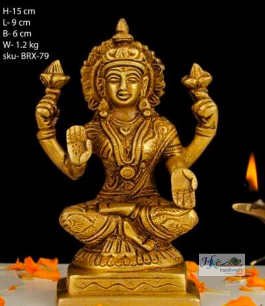 BRASS LAXMI FOUR HAND STATUE 6"