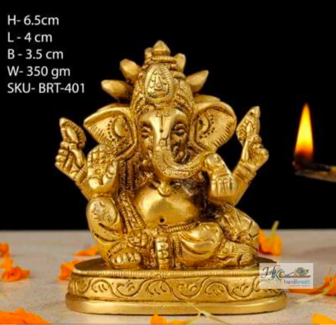 Brass Lord Ganesha Chakra Idol 3"