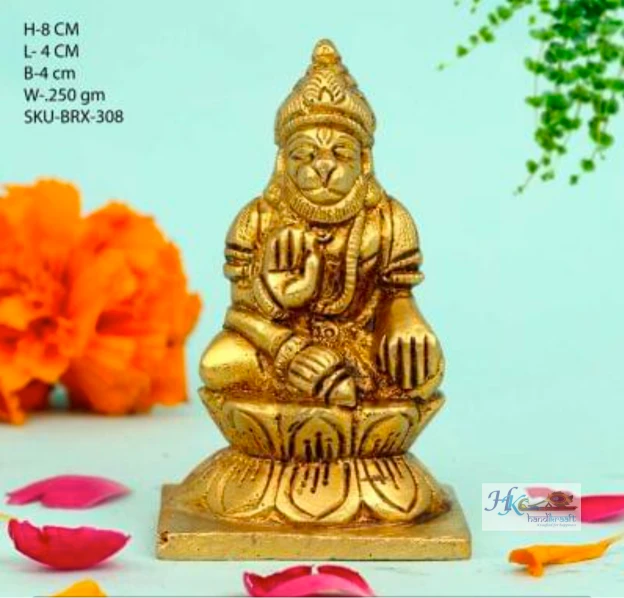 Handcrafted Brass God Hanuman-3"