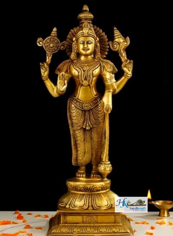 Brass Vishnu Standing Idol 18"