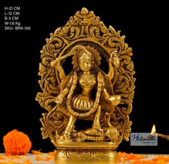 Brass Goddess Kali Statue 8"