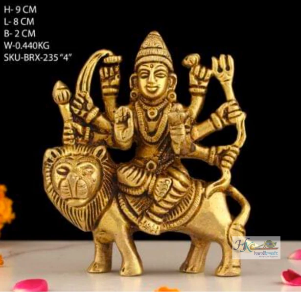 Brass Durga Idol Riding Lion