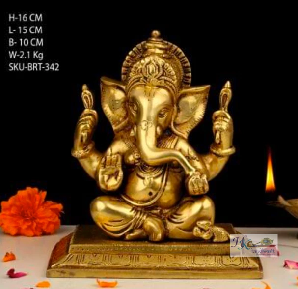 Brass Lord Ganesha Idol 5"