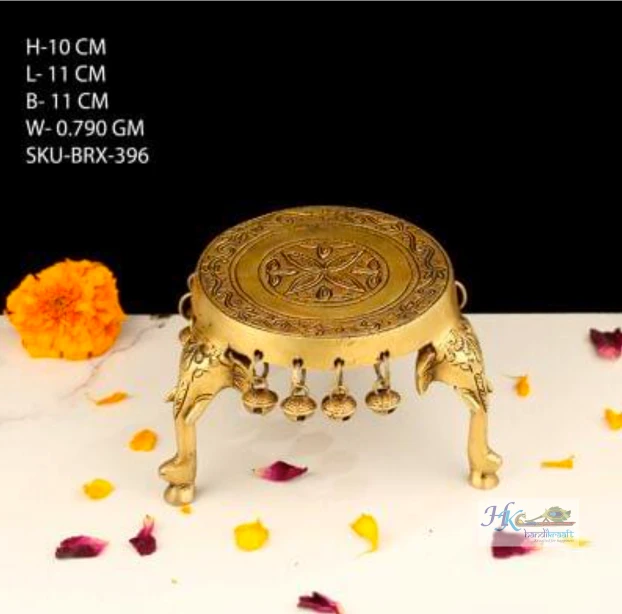 Decorative Brass ELEPHANT STOOL (Chowki)
