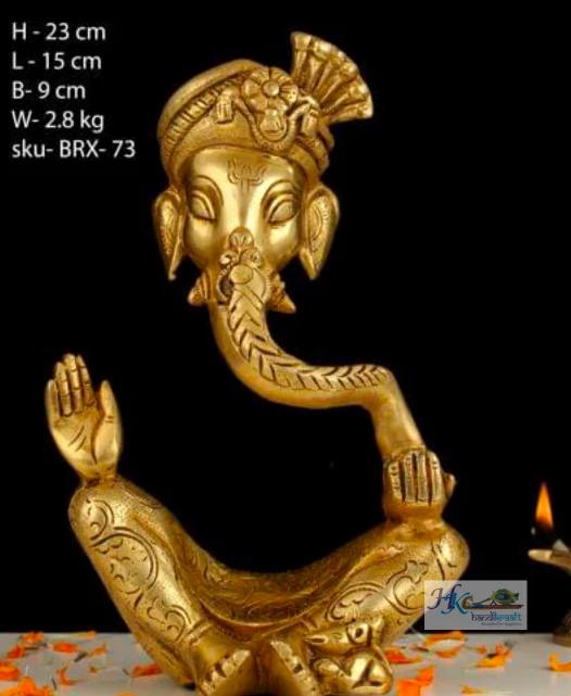BRASS MODERN GANESH 9"