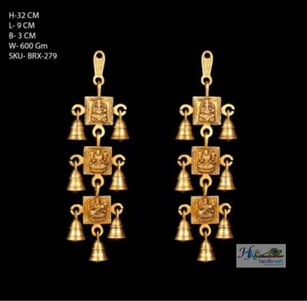 Traditional Temple Bell BRASS GANESH LAXMI SARASWATI LATKAN