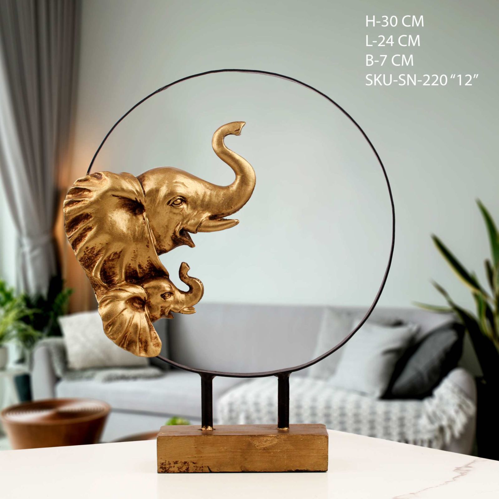 12" Gold Elephant Decorative Sculpture