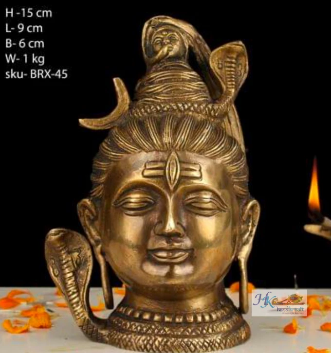 BRASS SHIVA HEAD STATUE 6'