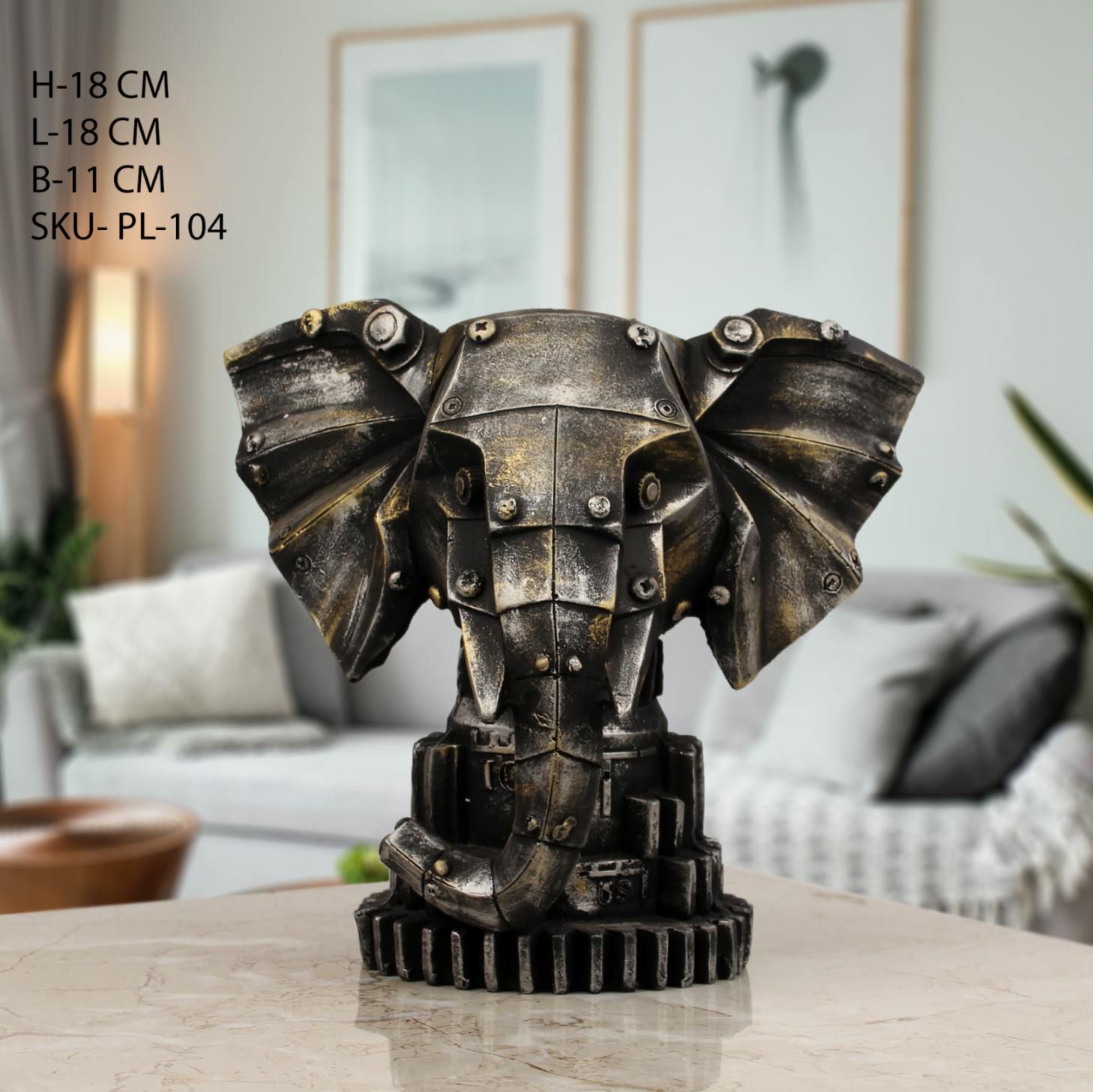 Industrial Elephant Head Sculpture 