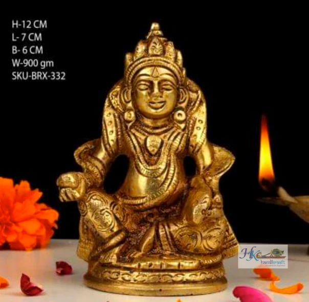 Brass Lord Kubera Idol 5"