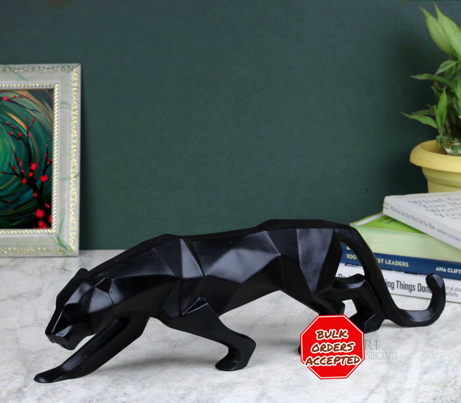 Geometric Black Panther Sculpture