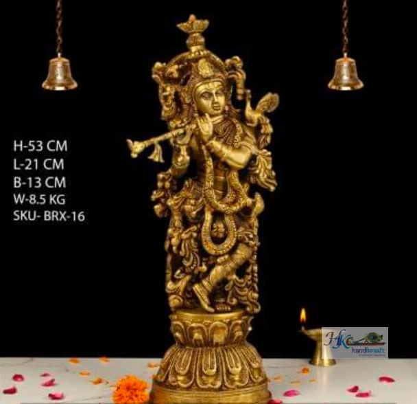 Brass Lord Krishna Statue- Multiple  Sizes  29"/24"/20"18"/15"
