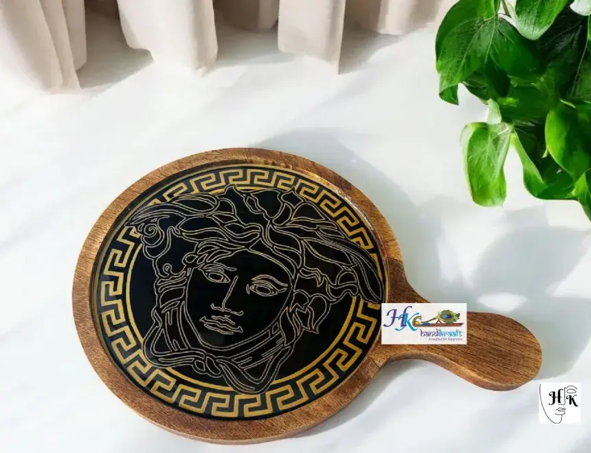 Wooden Serving Pizza Platter with Handle