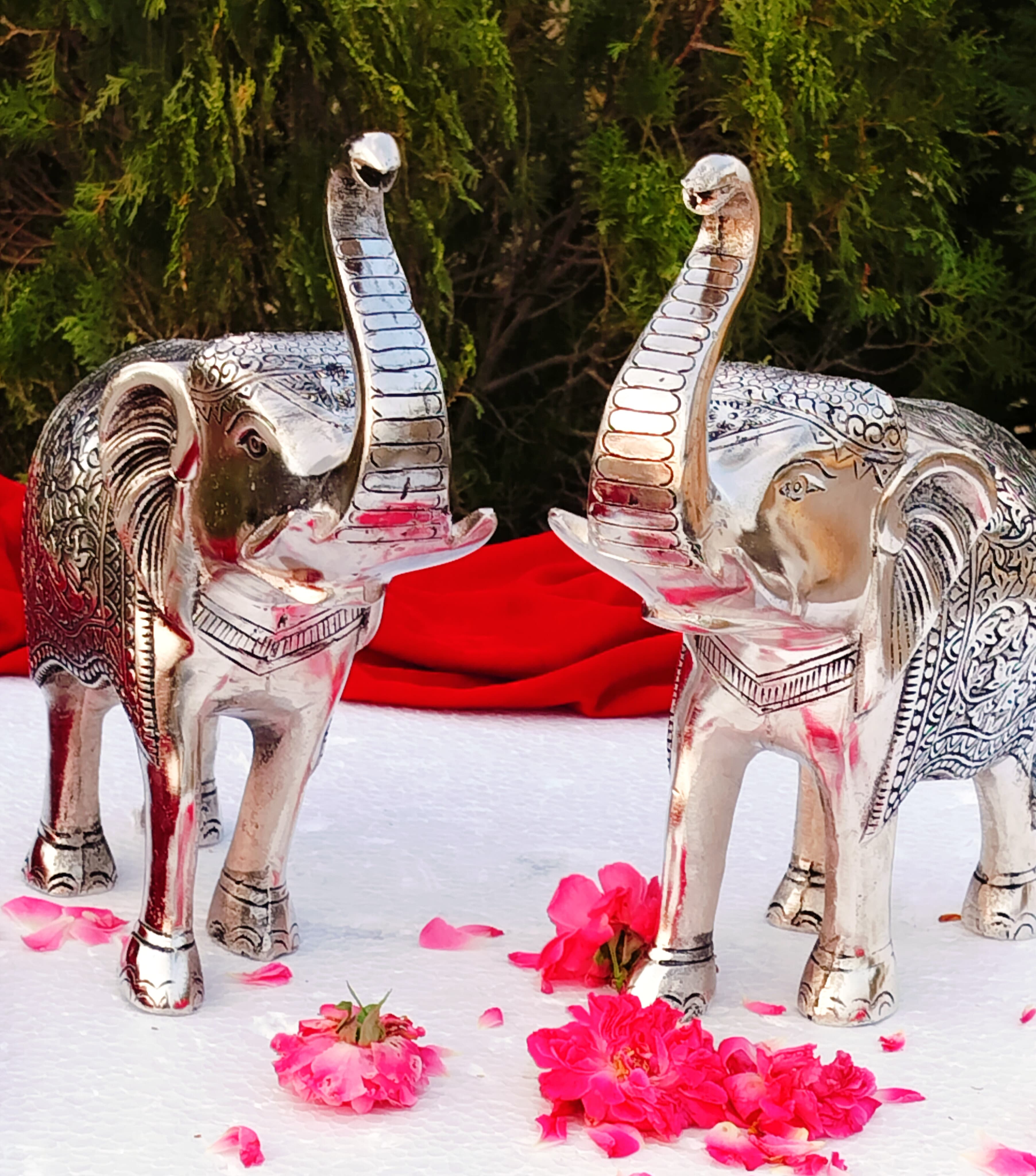Antique German silver XXL JUMBO size elephant pair