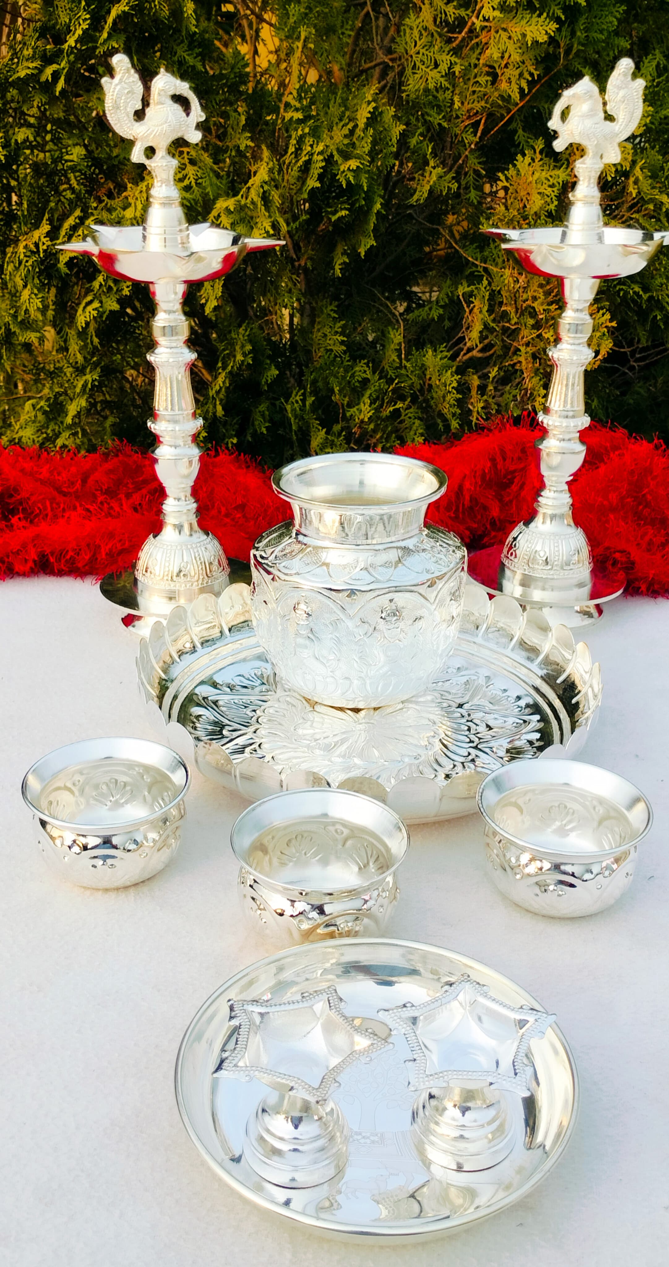 German silver pooja set