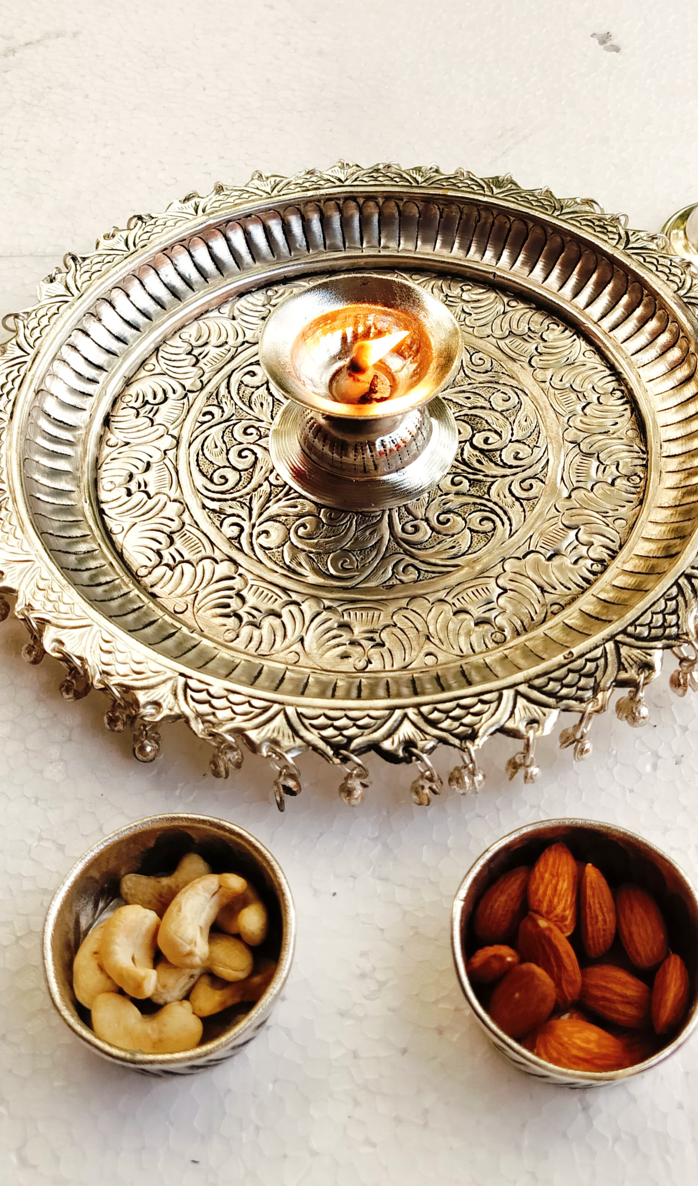 German silver antique Ghungaru Aarti thali set